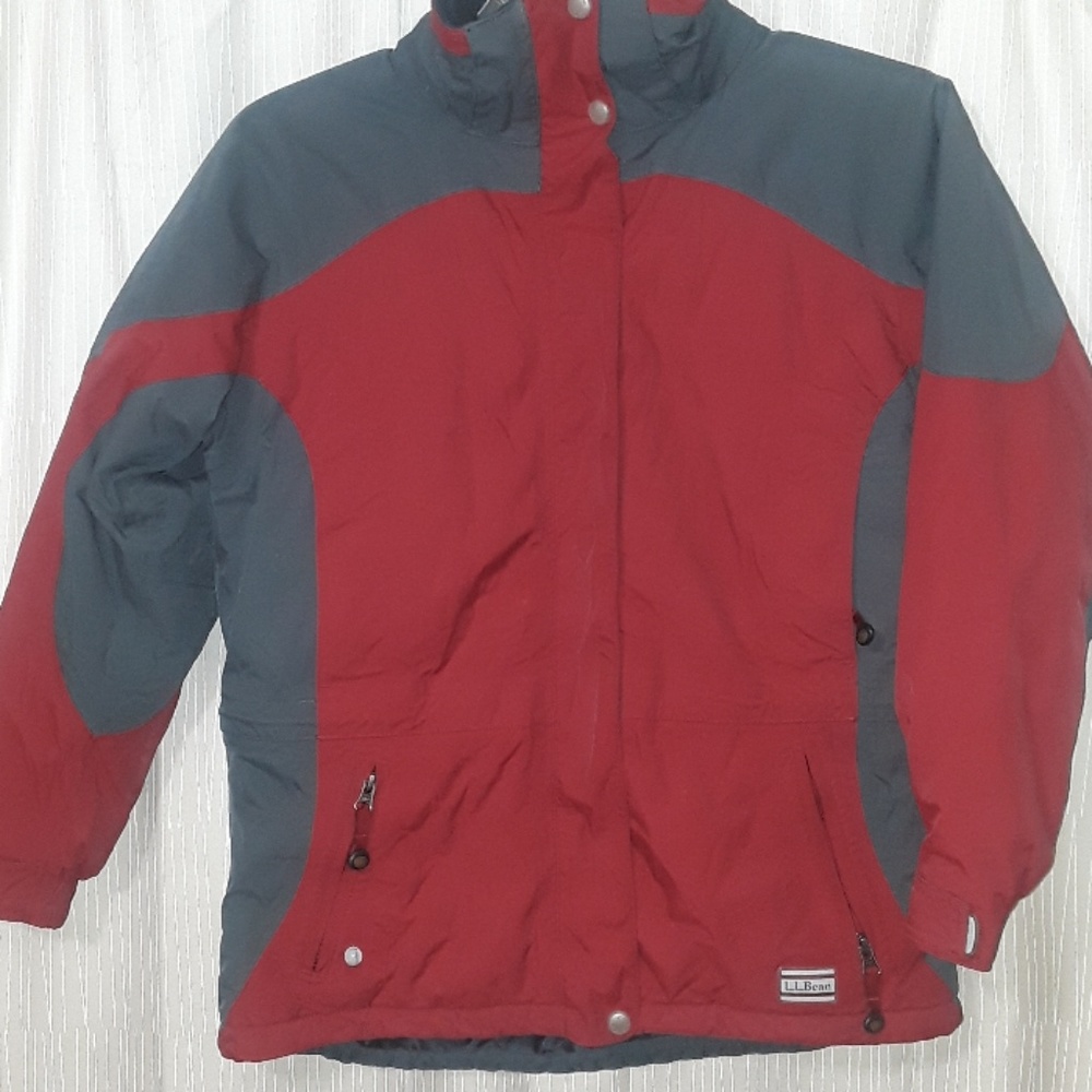 Authentic L.L. Bean primaloft bomber coat red/grey